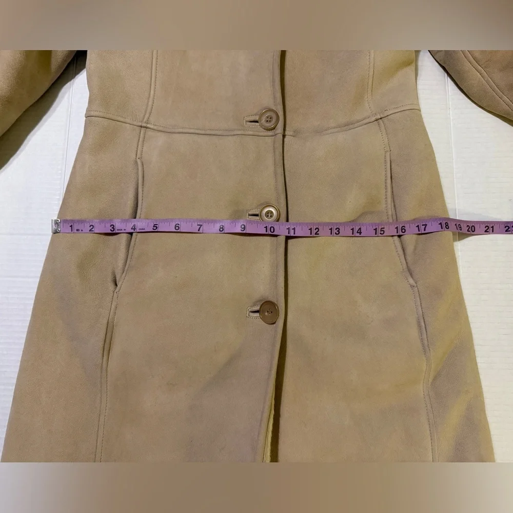 J.Crew Shearling 100% Leather Tan Penny Lane Style Wool Lined Coat Runs small ! - Picture 10 of 12